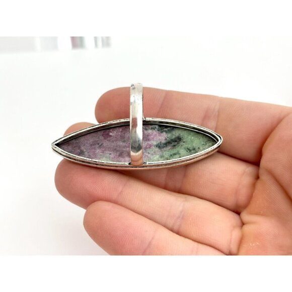 XL Natural Ruby Zoisite Cabochon Gemstone Milgrain Vintage Ring - sz 12.5 - Picture 10 of 10